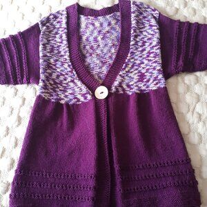 Hand knitted, short sleeve cardigan, XL